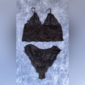 NWOT Elegant Black Lace Bralette and Panty Set